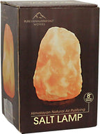 Works 100% Natural Himalayan Salt Lamp, Pink Crystal Salt Lamp with Wooden Base, Includes 15W Bulb and 6-Foot Cord with On/Off Switch, 9-13.5 Lbs, 8” H