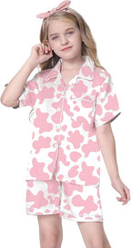Girls & Womens Satin Pajamas Set, Silk Button-Down Sleepwear 2 Piece Nightwear, 3 Years - Women XXL