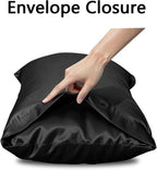 Vielit Satin Body Pillow Pillowcase 1pc,Silky Body Pillow Cover Similar to Silk Pillow Cases Soft Body Pillow Case 20x54 & Envelope Closure,Gift for Women Men Black & 1 Satin Scunchie