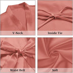 Women's Short Satin Robes Silky Bathrobe Bridesmaid Sleepwear for Wedding Party Getting Ready Solid Color