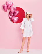 Ekouaer Satin Nightgowns for Women Silk Sleepwear Button Down Sleepshirt 3/4 Sleeve V-Neck Nightshirts with Pockets
