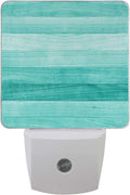 Plug in Night Light Lamp, Teal Turquoise Green Wood Dusk to Dawn Sensor LED Nightlight Smart Automatically Lights Bedroom, Bathroom, Kitchen, Hallway, Stairs, Energy