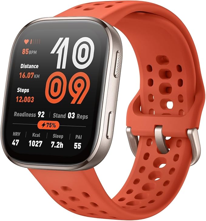 Amazfit Bip 6 Smart Watch 46mm, 14 Day Battery, 1.97" AMOLED Display, GPS & Free Maps, AI, Bluetooth Call & Text, Health, Fitness & Sleep Tracker, 140+ Workout Modes, 5 ATM Water-Resistance, Red