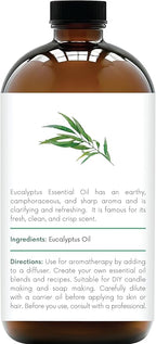 Handcraft Blends Eucalyptus Essential Oil in Glass Bottle – Huge 16 Fl Oz – 100% Pure and Natural – Premium Grade Oil for Diffuser and Aromatherapy, Skin, Massage, Candle and Soap Making Fragrance