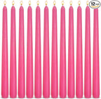 12-Pack Hot Pink Taper Candles, 10 Inch Unscented Dripless Candlesticks, Long-Lasting Burn Time of 7-8 Hours, Perfect for Home Décor Wedding Dinner