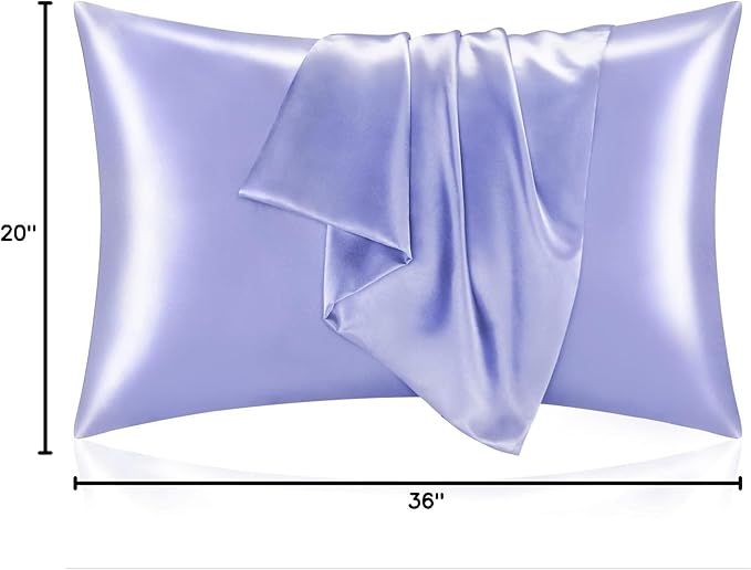 BEDELITE Satin Pillowcase for Hair and Skin, Super Soft and Cooling Similar to Silk Pillow Cases 2 Pack with Envelope Closure, Gift for Women Men(20"x36" King Size, Lilac)