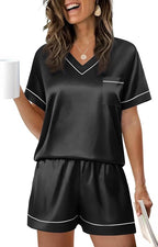 WIHOLL Silk Pajamas for Women Short Sleeve Sleepwear Soft Lounge Sets 2 Piece Satin Pjs