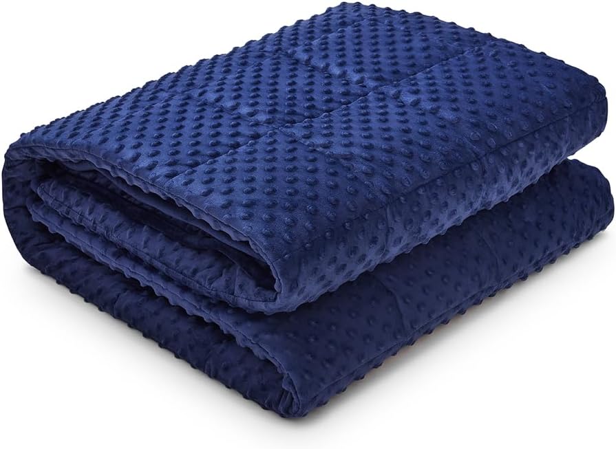 TONGDADA Minky Weighted Blanket | 40''x60'',10lbs | Cozy and Soft Minky Weighted Throw Blanket | Luxury Velvet with Premium Glass Beads | Navy Minky
