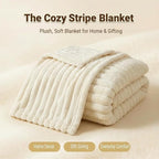 Faux Fur Blanket Twin/Twin XL - 60x80 Inch Soft & Warm Fluffy Throw for Bed, Sofa, Camping | 350GSM Cloud-Touch Microfiber | Cozy Essentials for Travel & Movie Nights, Striped White