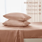 CozyLux Satin Sheets King Size Sheet Set - 4 Piece Silky King Sheets, Luxury Salmon Pink King Bed Set with Smooth and Soft Microfiber, Includes 1 Fitted Sheet, 1 Flat Sheet and 2 Pillowcases