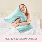 BEDELITE Satin Pillowcase for Hair and Skin, Super Soft and Cooling Similar to Silk Pillow Cases 2 Pack with Envelope Closure, Gift for Women Men(20"x36" King Size, Blue Grey)