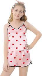 Girls & Women Silk Pajamas Set Satin Camisole Sleepwear 2 Piece Pjs, 3 Years - Women XXL