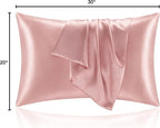 BEDELITE Satin Pillowcase with Zipper, Rose Pink Pillow Cases Queen Size Set of 2, Super Soft and Cooling Similar to Silk Pillow Cases, Gift for Women Men(20x30 Inches)