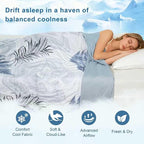 Cooling Comforter Queen Size, Cooling Blankets for Hot Sleepers, Breathable Lightweight Cold Blanket, Ultra Soft Thin Summer Bedding (Dusty Blue, Queen)