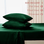 CozyLux Satin Sheets King Size Sheet Set - 4 Piece Silky King Sheets, Luxury Dark Green King Bed Set with Smooth and Soft Microfiber, Includes 1 Fitted Sheet, 1 Flat Sheet and 2 Pillowcases