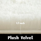 Jelymark Super Soft Shaggy Rug for Bedroom, 4x5.9 Feet Fluffy Carpet for Living Room, Fuzzy Indoor Plush Area Rug for Home Decor, Furry Floor Rugs for Dorm, Kids Nursery Rug for Girls, Cream White