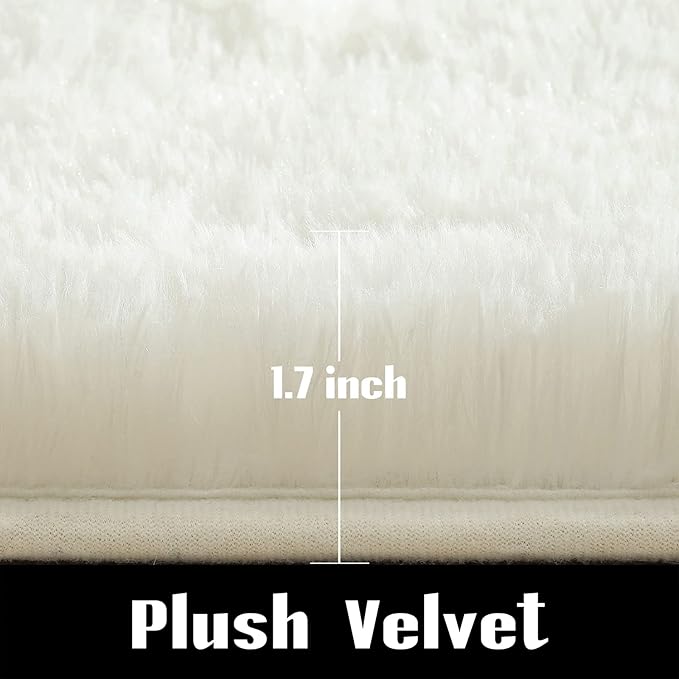Jelymark Super Soft Shaggy Rug for Bedroom, 5x8 Feet Fluffy Carpet for Living Room, Fuzzy Indoor Plush Area Rug for Home Decor, Furry Floor Rugs for Dorm, Kids Nursery Rug for Girls, Cream White
