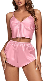 OPOIPIN Women's 3 Piece Pajama Set Sexy Cami Top and Shorts with Robe Sleepwear Loungewear Set