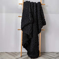 vctops Boho Chenille Chunky Knit Throw Blanket Super Soft Warm Cozy Hand Knit Blankets for Couch Bed Sofa Chair (Black,31"x39")