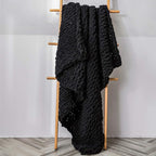 vctops Boho Chenille Chunky Knit Throw Blanket Super Soft Warm Cozy Hand Knit Blankets for Couch Bed Sofa Chair (Black,51"x63")