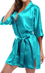Giova Women's Satin Robe Bride & Bridesmaid Wedding Party Bathrobe Short Kimono Gown