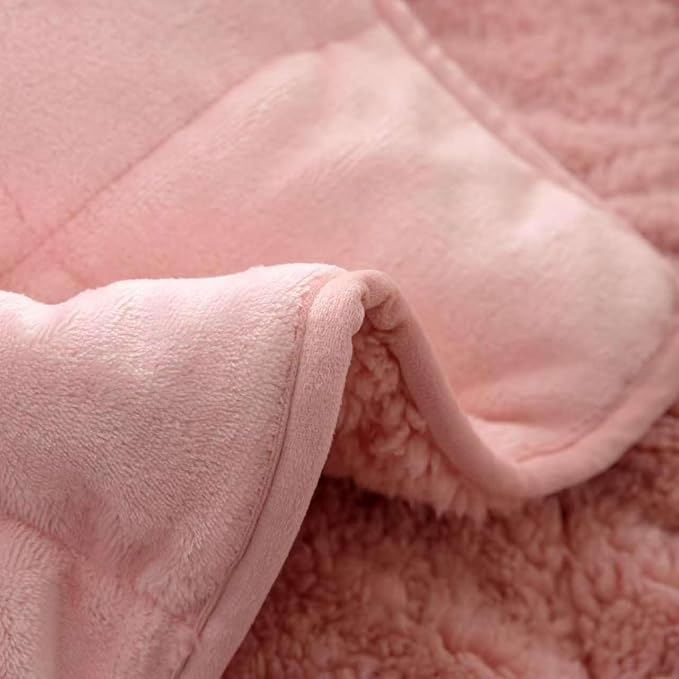 Sherpa 15lb Weighted Blanket for Adult, Both Sides Reversible Velvet Soft Plush Weighted Heavy Blanket for All Season Pink 60in*80in
