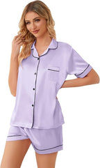 Girls & Womens Satin Pajamas Set, Silk Button-Down Sleepwear 2 Piece Nightwear, 3 Years - Women XXL