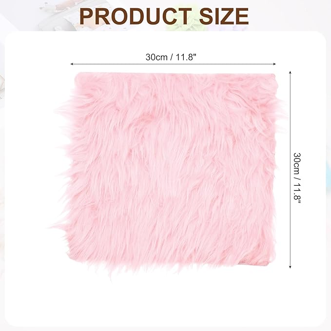PATIKIL 12" Locker Rug, Small Area Rug Mini Faux Fur Rugs Small Locker Carpet Soft Fluffy Tiny Photography Props Square for Nail Photo Tabletop Background Picture Decoration, Pink