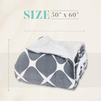 Elegant Comfort Throw Blanket, Reversible Sherpa Flannel, Ultra-Soft, Fuzzy, Cozy and Plush- All Season Lightweight Decorative Throw, 50 x 60 inches, Ogee Pattern Sherpa Throw, Silver Gray