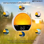 Emerson CKSS7071 Sunrise Smartset Alarm Clock Radio with 1.2" LED Display, White Noise, 6 Soothing Sounds, 8-Color Dimmable LED, Bluetooth Speaker, White