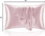 BEDELITE Satin Pillowcase for Hair and Skin, Super Soft and Cooling Similar to Silk Pillow Cases 2 Pack with Envelope Closure, Gift for Women Men(20"x36" King Size, Lotus Pink)