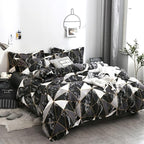 CLOTHKNOW Black White Marble California King Comforter Set Triangle Bedding Comforter Sets Geometric Comforter with 2 x Pillow Cases