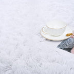 ISEAU Fluffy Rug Carpets Soft Shaggy Area Rugs Indoor Floor Mats for Kids Room Fuzzy Carpet Comfy Cute Nursery Mat Bedside Rug for Boys Girls Bedroom Living Room Home Decor Mat, 5ft x 8ft, White