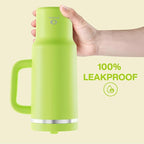 ENCOOL 40 oz Tumbler with Handle and Straw: Stainless Steel Insulated Tumbler Keeps Cold for 24 Hours, Leakproof Travel Cup Fits in Cup Holder and BPA-Free,Sharp Green