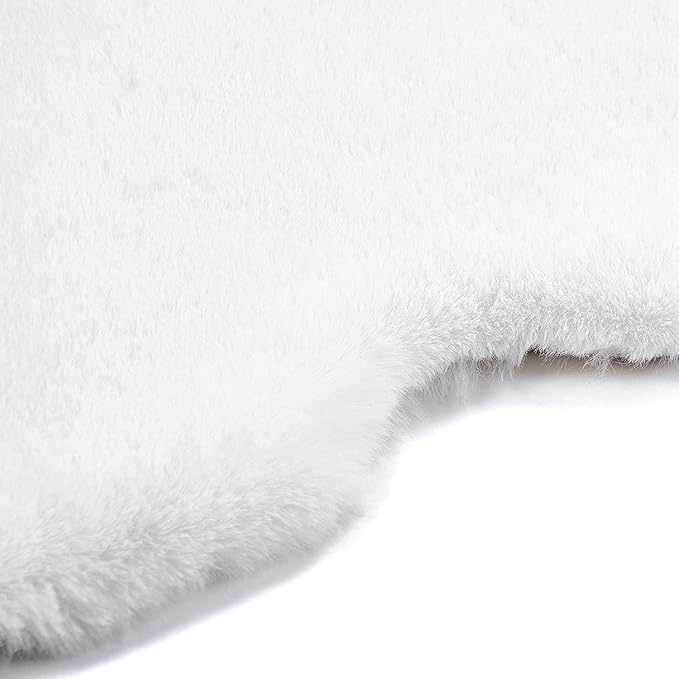 Lith Home African Decor for Home/Faux Rabbit Fur Area Rug Throw/Client Call It Impactful Gift - Soft Plush Luxurious Nursery, Living and Bedroom Floor, Chair Couch Sofa Bed Cover- 6x6 ft (White)