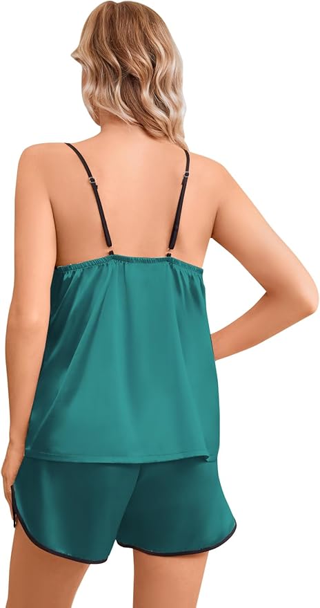 Girls & Women Silk Pajamas Set Satin Camisole Sleepwear 2 Piece Pjs, 3 Years - Women XXL