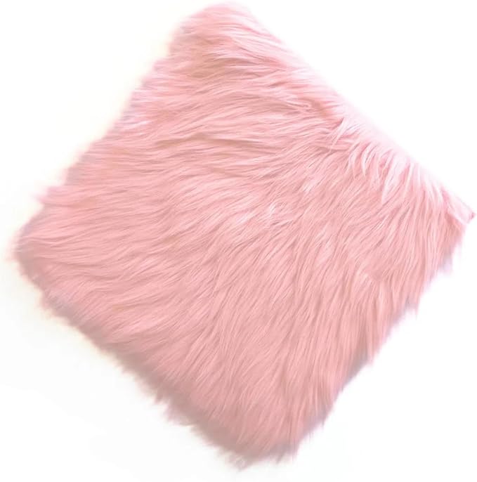 12 Inch Pink Square Faux Fur Rug, Small Product Photography Background, Perfect for Jewelry, Mini Bags, Nail Art, Small Vases and Other Desktop Photography (1pcs)