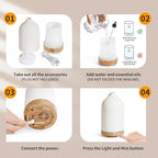 URPOWER 120ML Ceramic Essential Oil Diffuser, Ultrasonic Aromatherapy Diffuser with 7-Color Lights, Auto Shut-Off, Quiet Oil Diffuser for Bedroom, Home Office