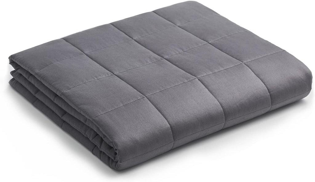 YnM Weighted Blanket — Heavy 100 Percent Oeko-Tex Certified Cotton Material with Premium Glass Beads (Dark Grey, 60''x80'' 15lbs), Suit for One Person(~140lb) Use on Queen/King Bed