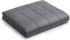 YnM Weighted Blanket — Heavy 100 Percent Oeko-Tex Certified Cotton Material with Premium Glass Beads (Dark Grey, 60''x80'' 15lbs), Suit for One Person(~140lb) Use on Queen/King Bed