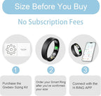 Smart Ring for Women Men, Health Fitness Tracker Ring with Heart Rate/Sleep Tracker/Blood Oxygen/HRV/Stress/Calorie/Steps, IP68 Waterproof for iOS & Android, No APP Fees(Black,10#)