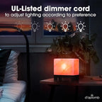 d'aplomb 100% Authentic Natural Himalayan Salt Lamp;Hand-Carved Modern Rectangle Rare Pink Crystal Rock Salt from The Himalayan Mountain; Footed Wood Base, Dimmer Cord; 11.5 lbs