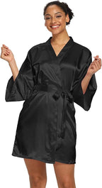 Women's Satin Robes Floral Bridesmaid Robes Short Silk Kimonos Sleepwear