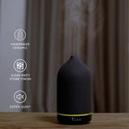 Gooamp 200ML Ceramic Essential Oil Diffuser - Ultrasonic Aromatherapy & Humidifier with 7-Color LED Lights, Auto Shut-Off, Black, 1H/3H/6H Timer | Scent for Home, Office, Yoga
