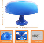 25W Blue Mushroom Lamp, LED Retro Table Lamp with 3 Color Temperatures and 4 Bulbs, Mid Century Modern Nightstand Light for Bedroom, Living Room, Office Aesthetic Decor, US Plug Powered, E14 Sockets