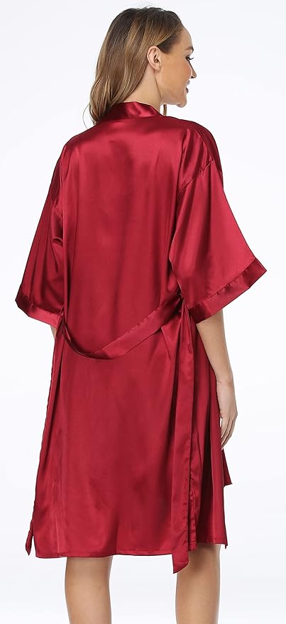 Women's Satin Robes Set with Nightgown Silk Kimono Pajamas 2 Piece Sleepwear Camisole Wedding Bride Gown Set
