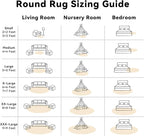 OLANLY Cream Round Rugs for Bedroom - Machine Washable, 9 ft Circle Area Rugs for Living Room, Soft and Fluffy Shaggy Carpet for Teen Girl and Boys, Nursery Rooms, Dorms, Home Decor Aesthetic