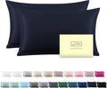 Silk Pillow Cases 2 Pack,Soft Breathable and Sliky Standard Size Pillow Cases Set of 2,Natural Mulberry Silk Pillowcase Set of 2 for Hair and Skin with Hidden Zipper (Navy Blue,20"X 26",2pcs)