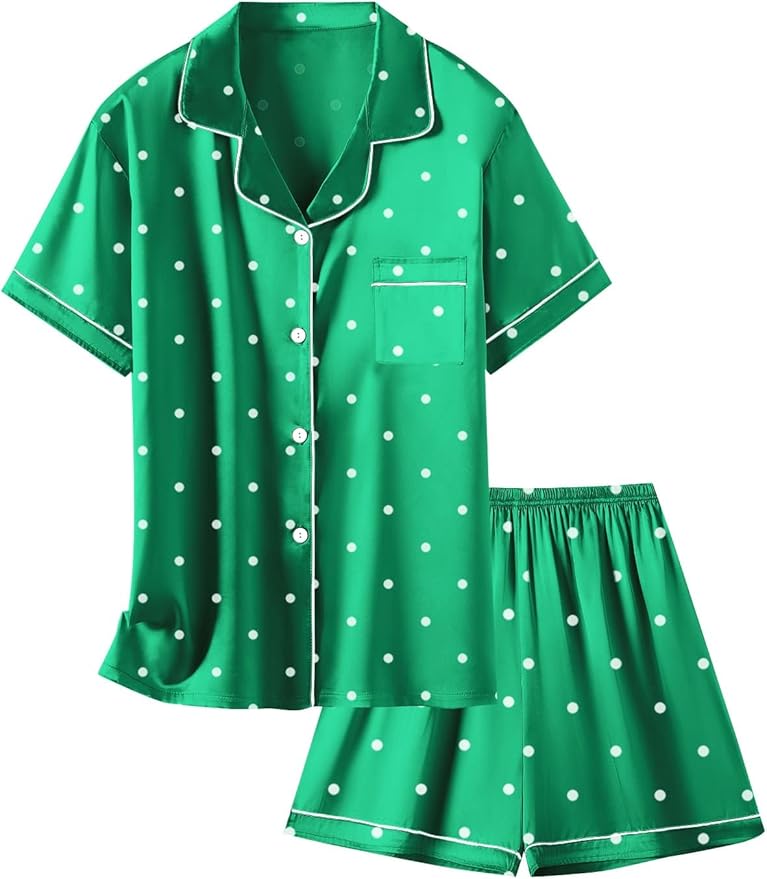 Girls & Womens Satin Pajamas Set, Silk Button-Down Sleepwear 2 Piece Nightwear, 3 Years - Women XXL