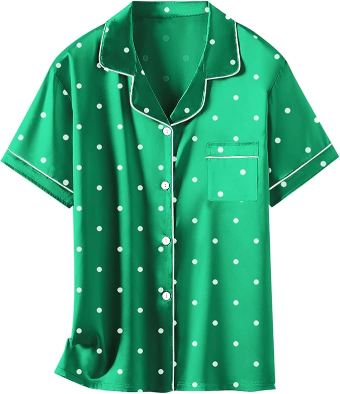 Girls & Womens Satin Pajamas Set, Silk Button-Down Sleepwear 2 Piece Nightwear, 3 Years - Women XXL